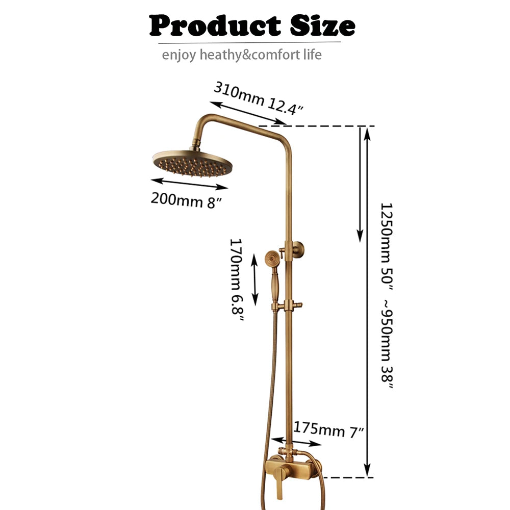 Kemaidi Antique Shower Bathroom Bath Shower Faucet W/Shelf