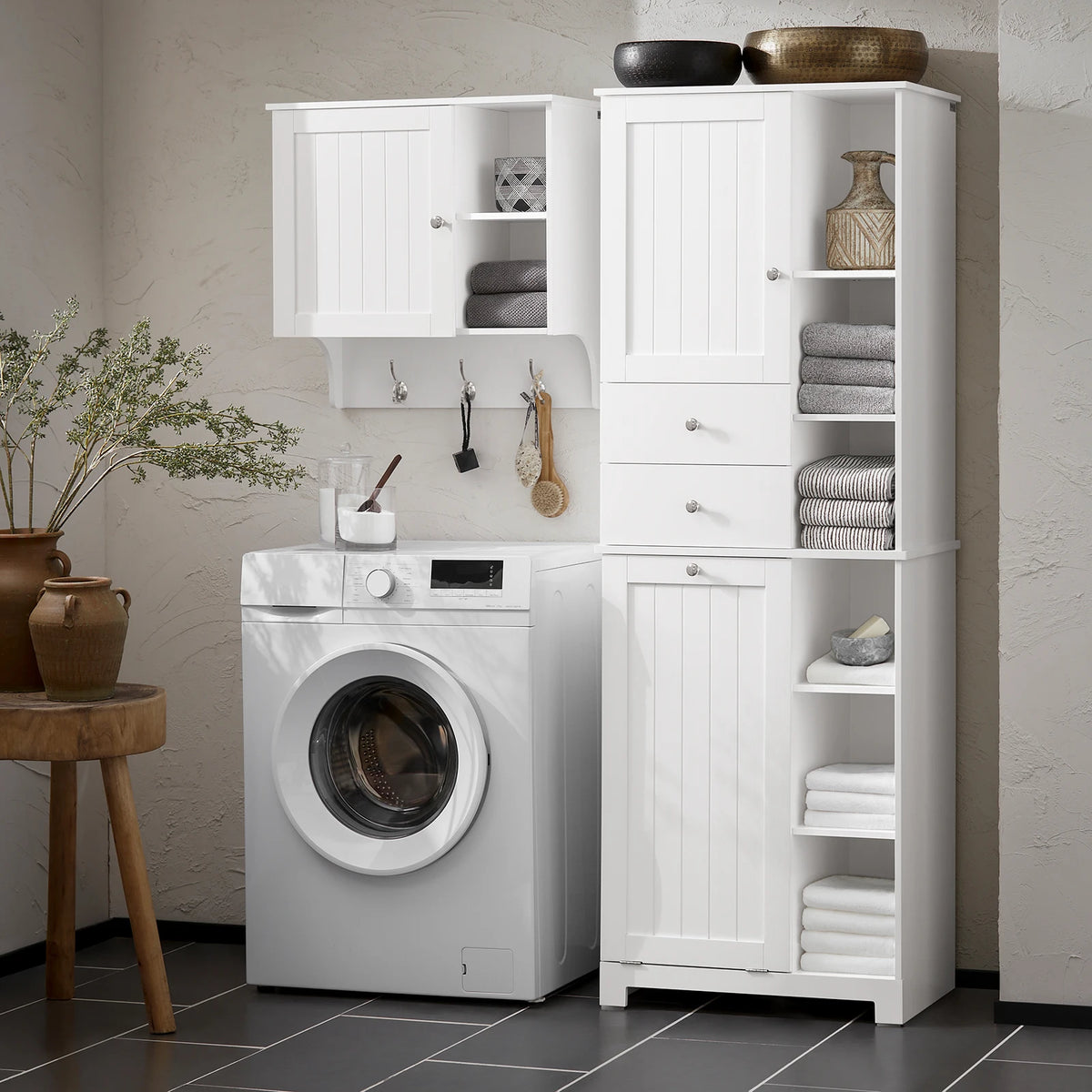 Sobuy Bzr104 High Wardrobe Fold-Out Bathroom Wardrobe Narrow