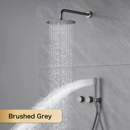 Luxury Gun Gray Brass Bathroom Shower System Concealed