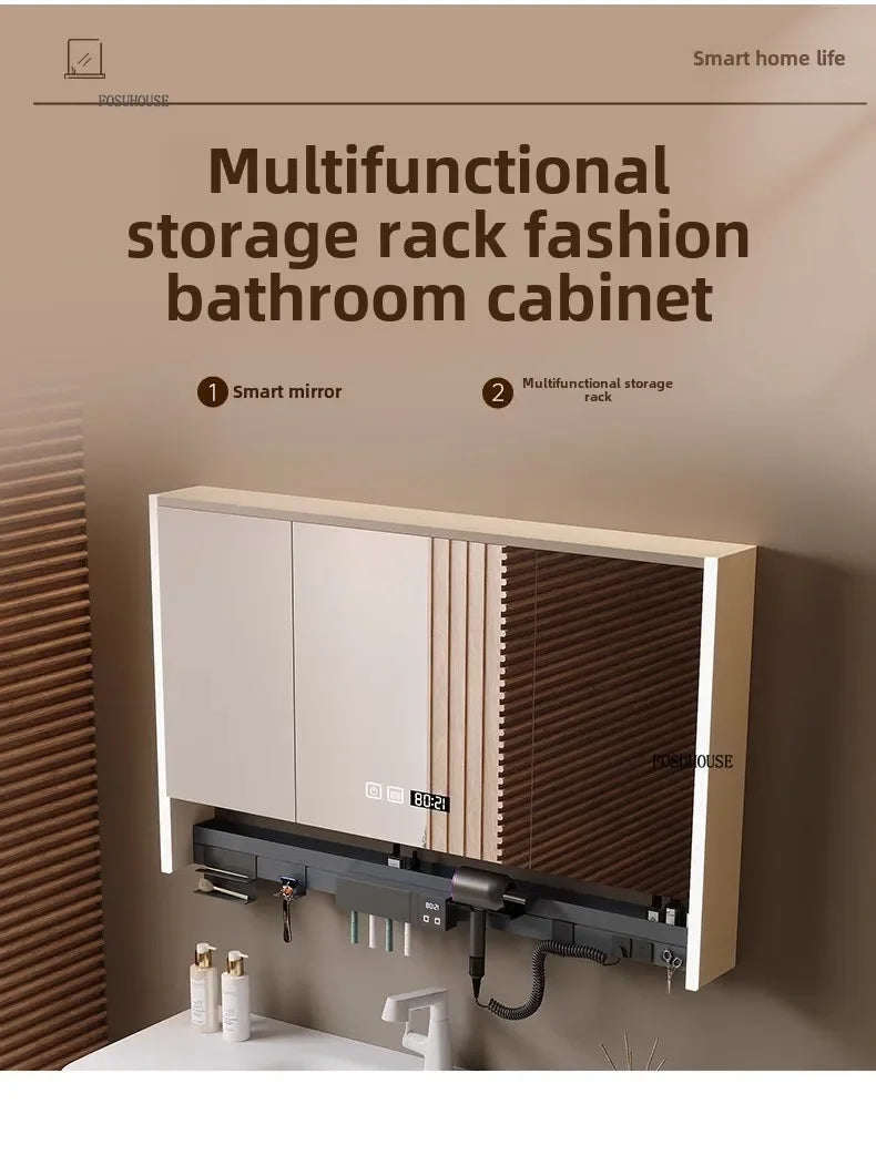 Smart Bathroom Mirror Storage Cabinet Light Bathroom Mirror