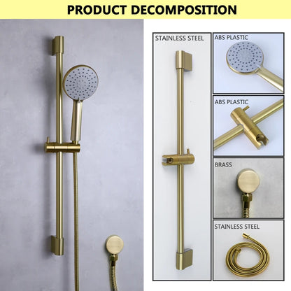 Slide Bar Hand Shower Brushed Matt Gold Functions