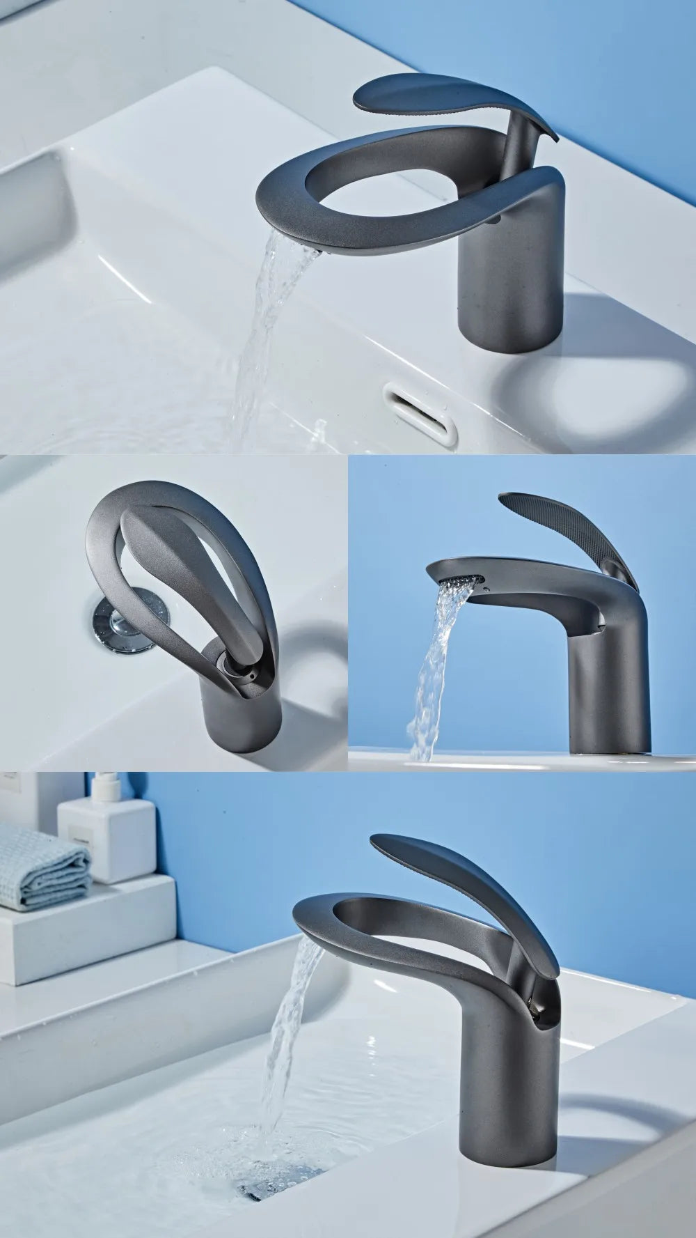 Tolm Waterfall Basin Faucet Water Tap Chrome Bathroom