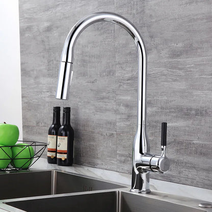 Gun Gray Pull-Out Sink Faucet Double Water Washbasin
