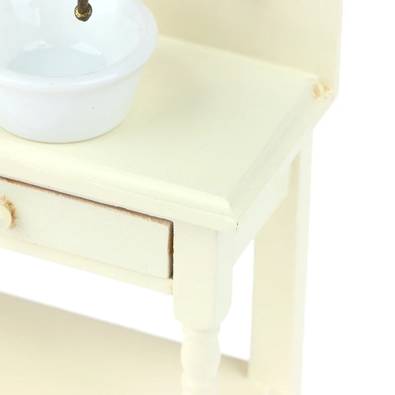 12 Dollhouse Miniature Wooden Bathroom Sink Cabinet Wash