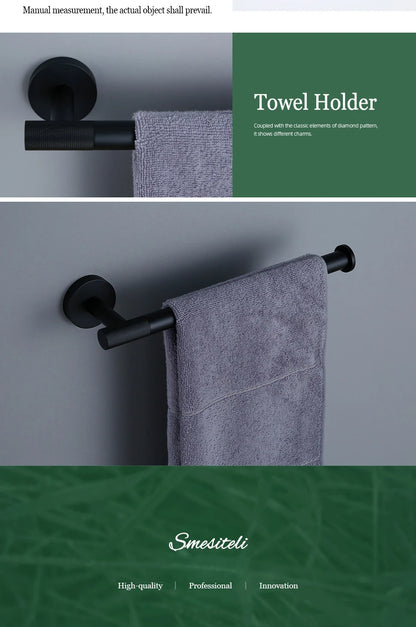 Matte Black Bathroom Brass Knurled Kit Paper Holder
