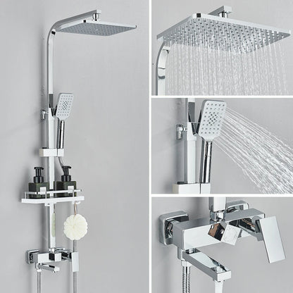 Black Chrome 3/4-Way Shower Faucet Rainfall Shower Cold
