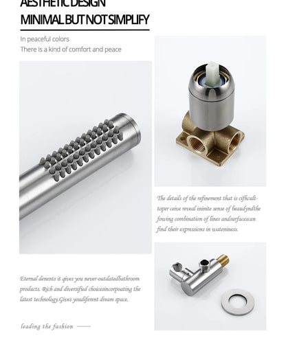 Handheld Bathroom Shower System Brushed Gold Cold Water
