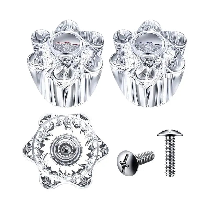 Shower Faucet Handle Replacement Knobs Pair Clear Acrylic