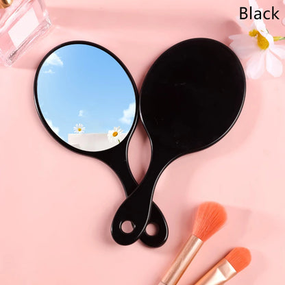 1pc Handheld Round Makeup Mirror Women Handle Compact