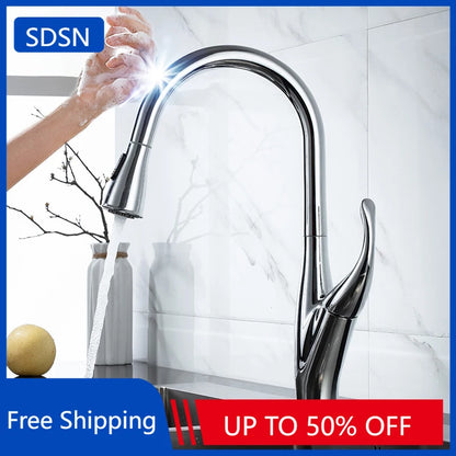 Brass Touch On Fauct Pull Down Cold Sink