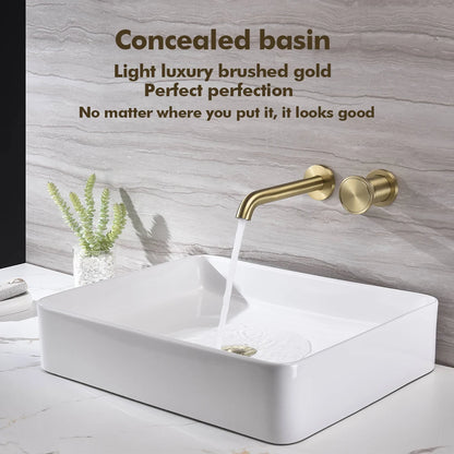 Brushed Gold Basin Faucet Recessed Control Switch Tap