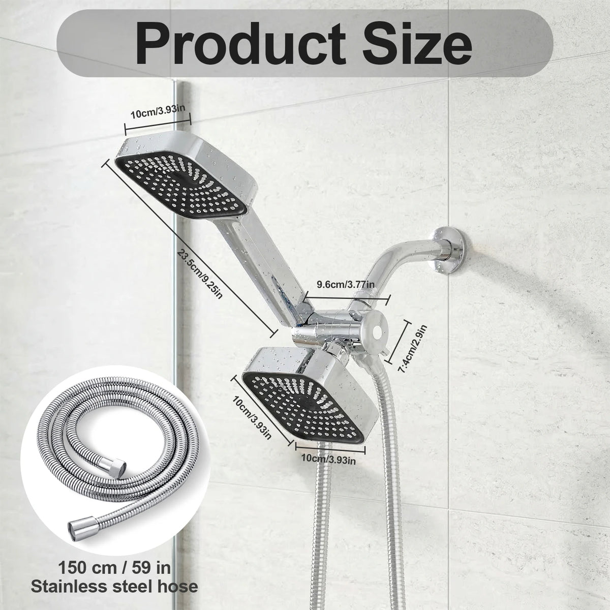 High-Flow 2-In-1 Wall-Mounted Handheld Shower Head Rain Shower