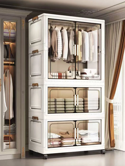 Multi-Functional Folding Storage Cabinet Doors White/Black/Gray
