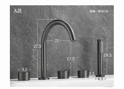 Gray Luxury Brass Deck-Mounted 5-Holes Bathroom Bath Tub