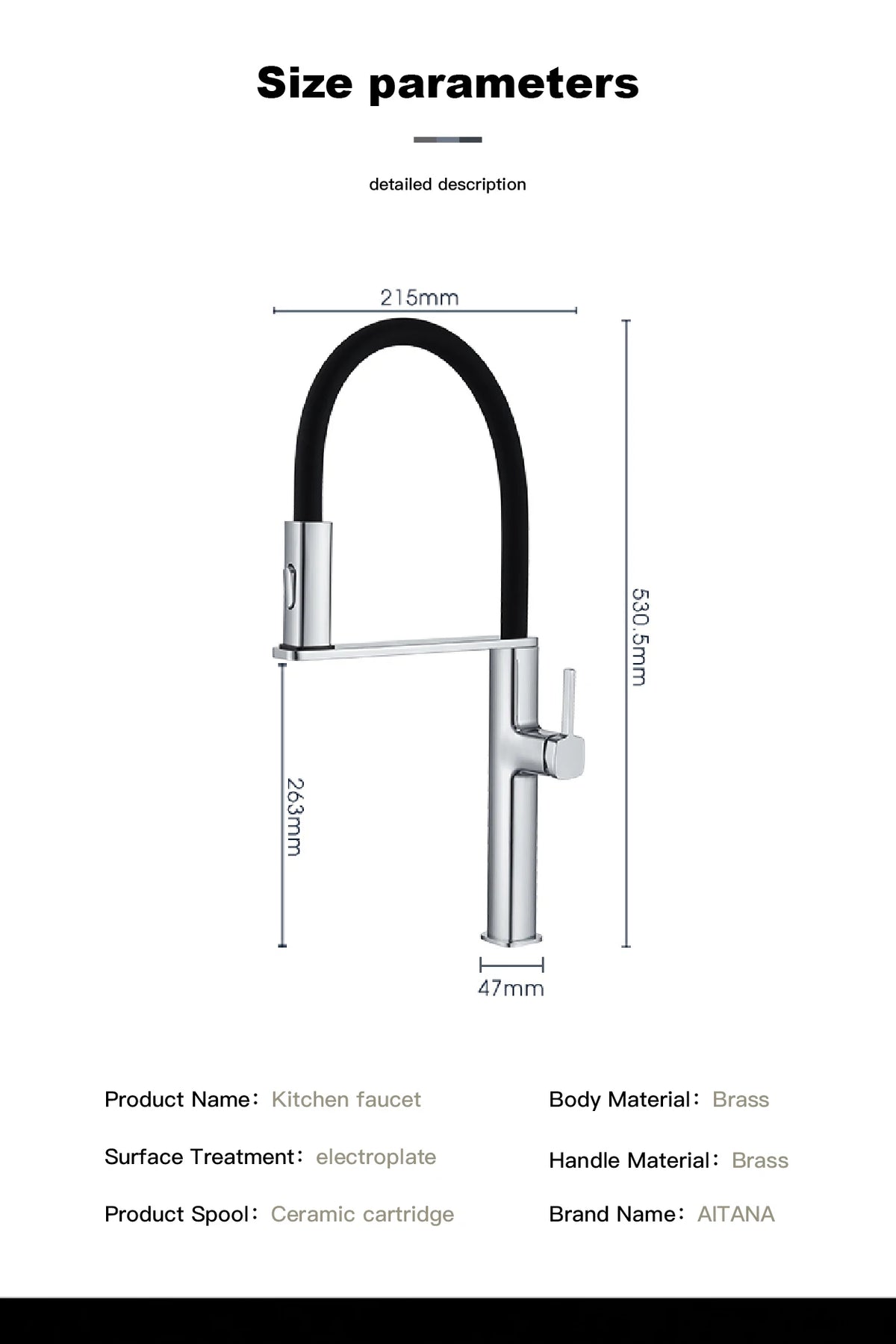 Luxury Black Brass Faucet Simple Design Magnetic Suction