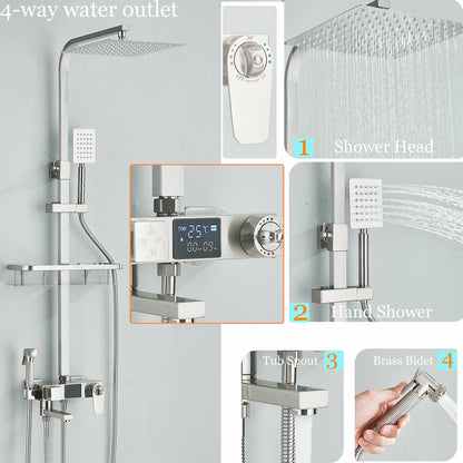 Ulgksd Thermostatic Shower Faucet Full Bathroom Rainfall Mixer