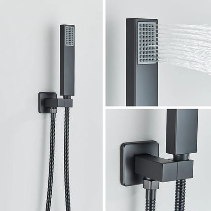 Black Embedded Ceiling Shower Head Intelligent Remote Control