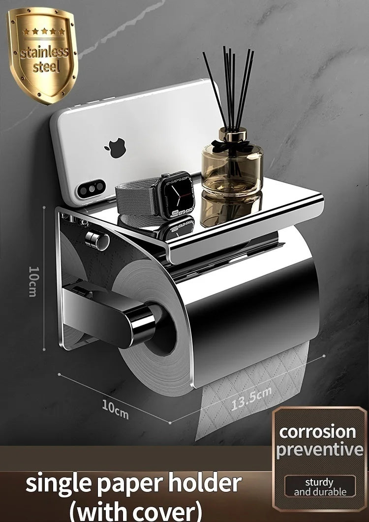 Stainless Steel Paper Towel Holder Without Punching Wall-Mounted
