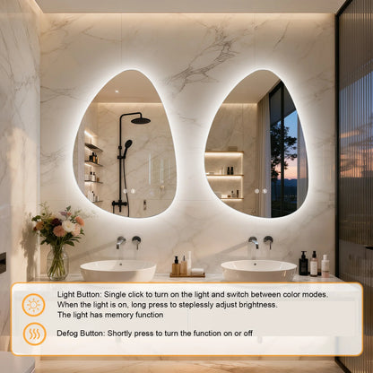 70/77cm Irregular Illuminated Led Bathroom Mirror Makeup Vanity