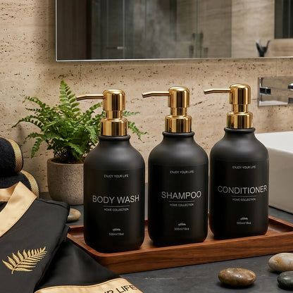 Matte Black Shower Dispenser Bottles Plastic Shampoo Conditioner