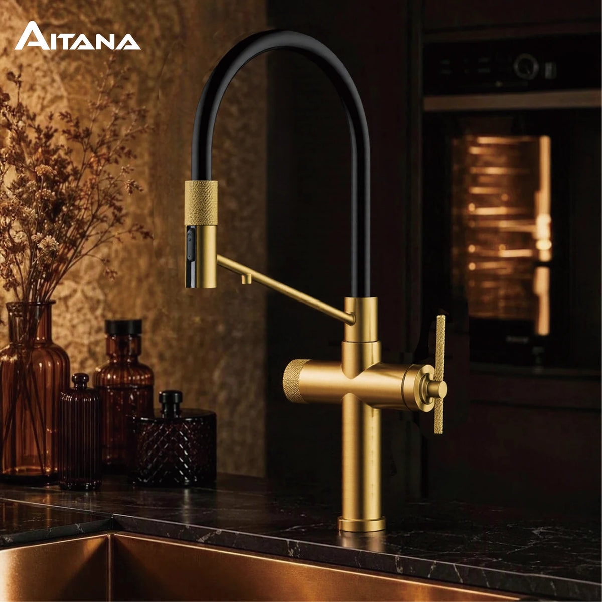 Modern Gun Grey Brass 3-In-1 Hole Faucet Separate