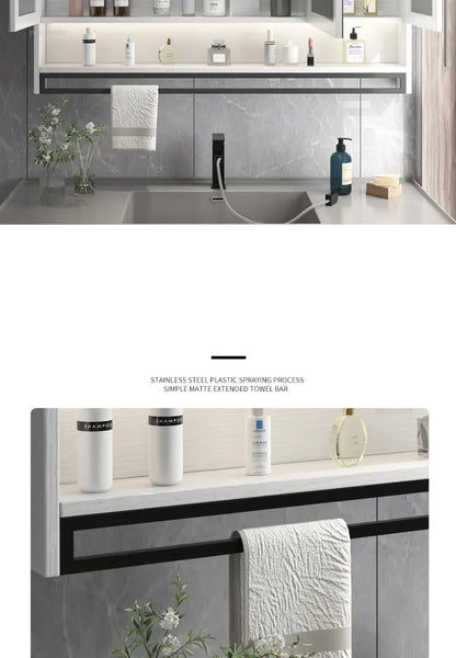 Smart Bathroom Mirror Cabinets Wall-Mounted Backlight Anti-Fog