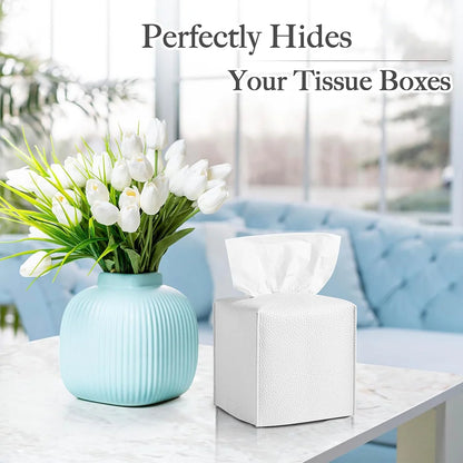 Modern Pu Leather Square Tissue Box Cover Holder-Decorative