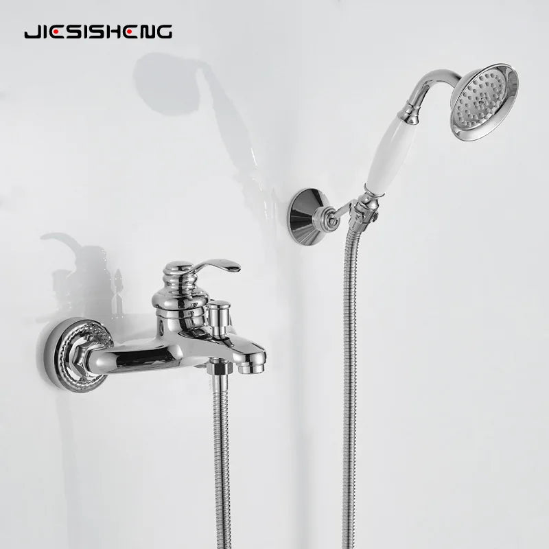 Brass Vintage Gold/Black Simple Shower Spray Handheld Shower