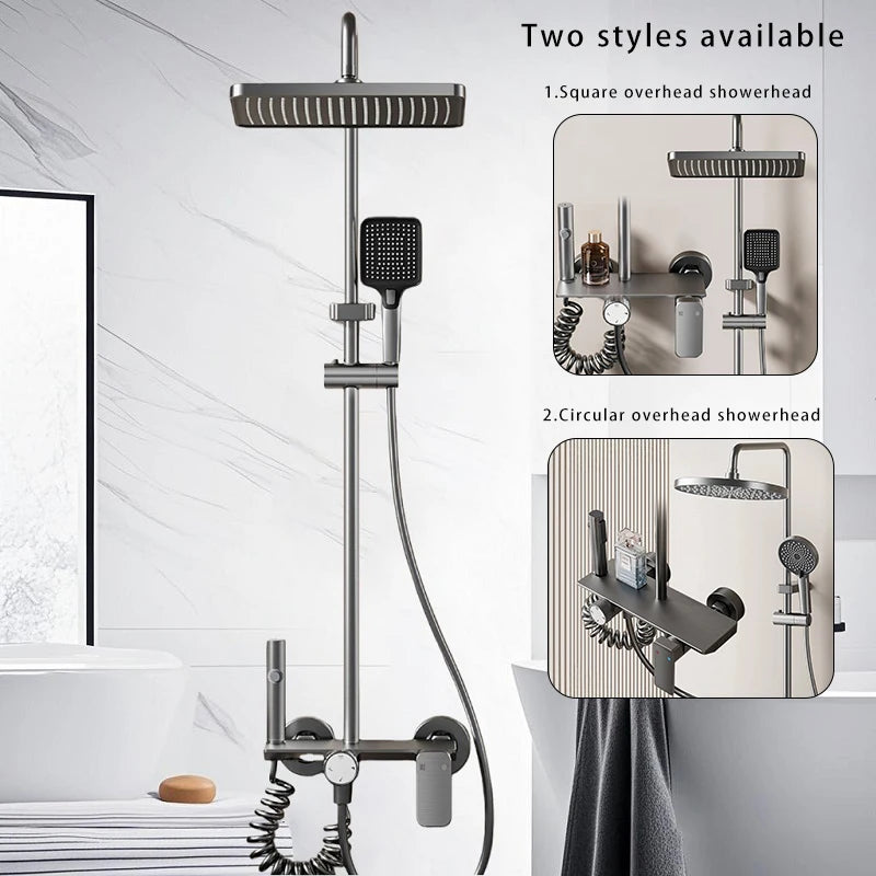 Restrooms Gunmetal Gray Aluminum Shower System Rotary Knob
