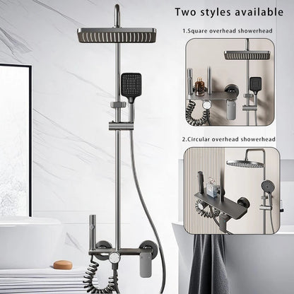 Restrooms Gunmetal Gray Aluminum Shower System Rotary Knob