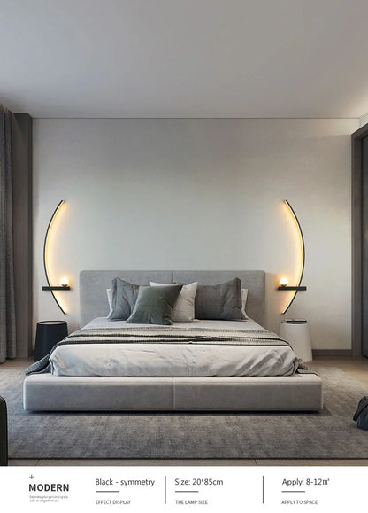 Modern Led Simple Art Bedroom Bedside Wall Lamp