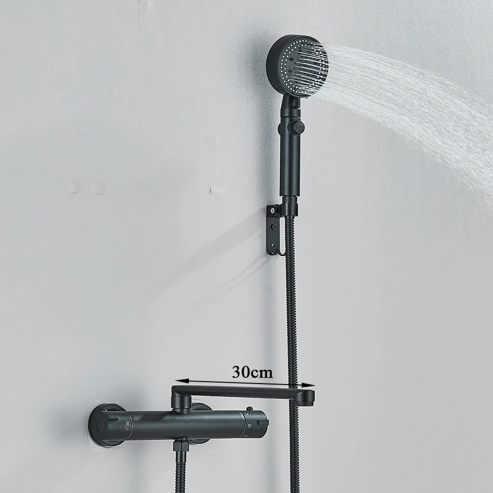 Thermostatic Shower Faucet Bathroom Black Mixertap Thermostat