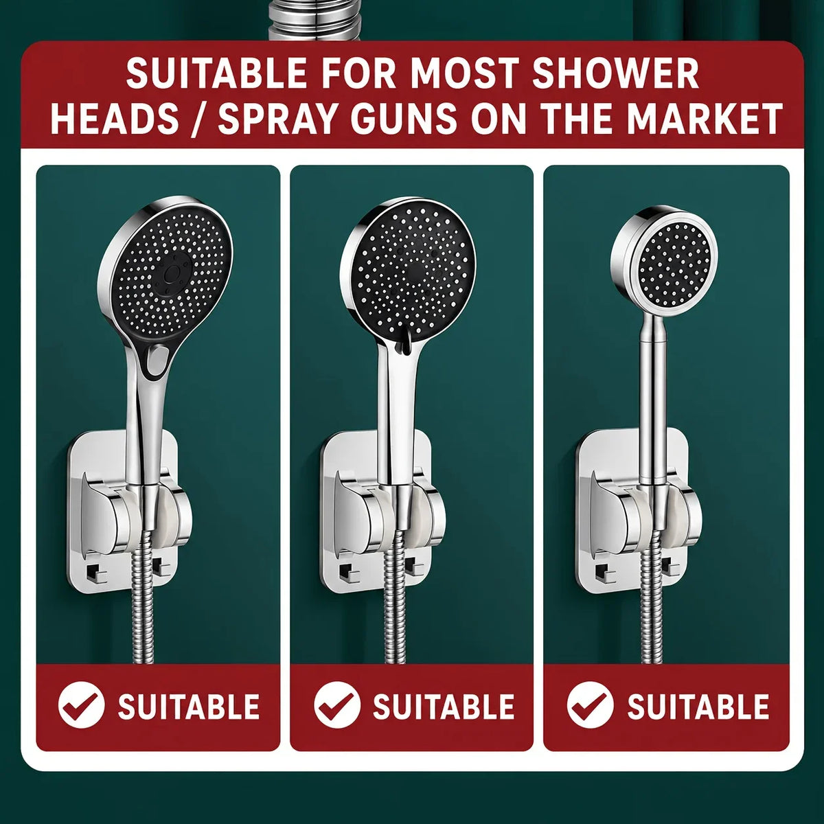 Adjustable Suction Cup Shower Caddy Bathroom Wall-Mounted