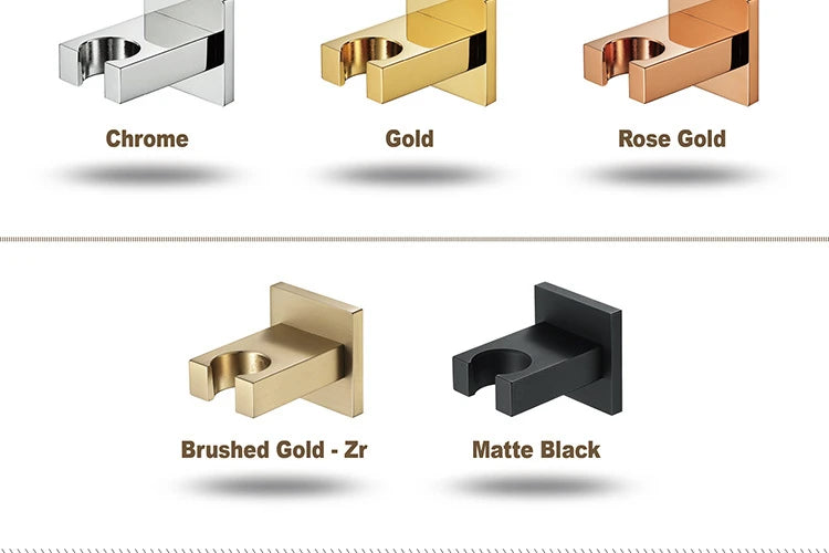 Wall-Mounted Shower Base Chrome Black Gold Square Hand-Held