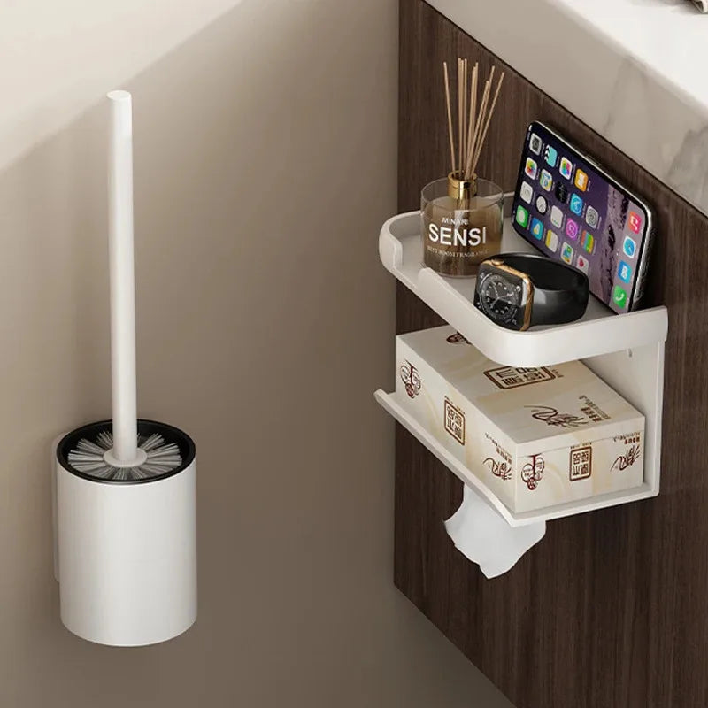 Bathroom Toilet Brush Holder Cleaning Space Aluminum Wall