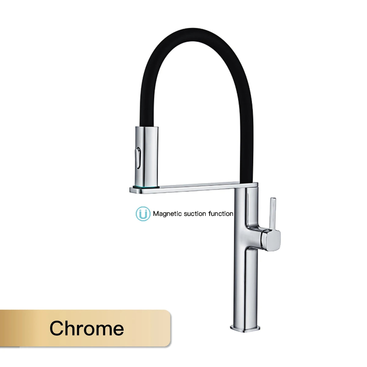 Luxury Black Brass Faucet Simple Design Magnetic Suction