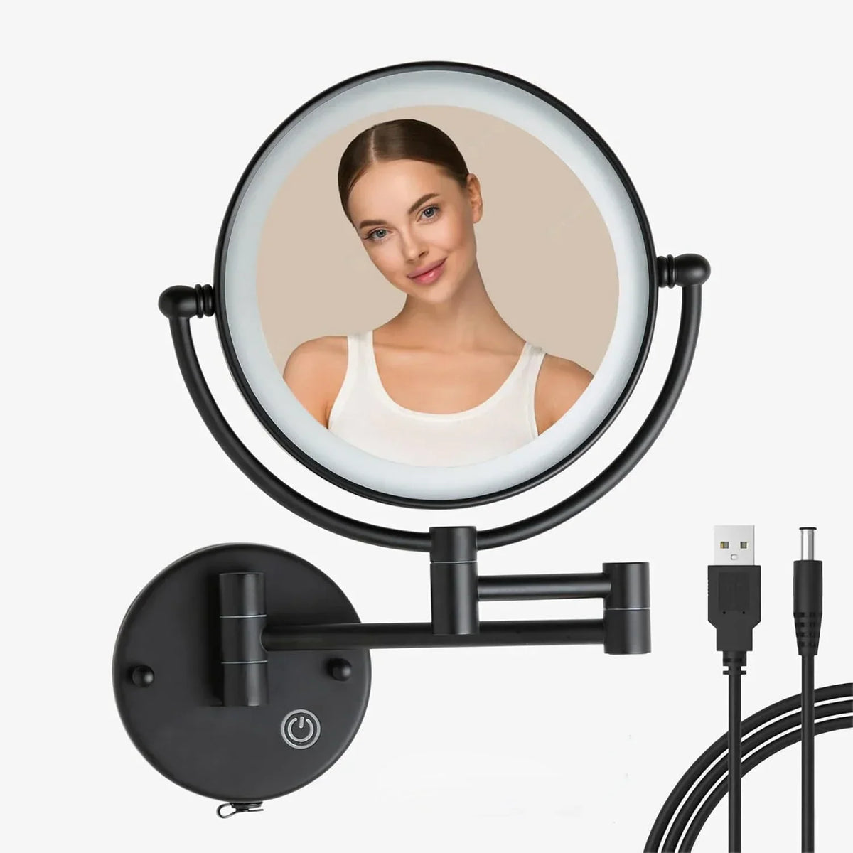 Rose Gold Touch On Led Folding Bathroom Mirror