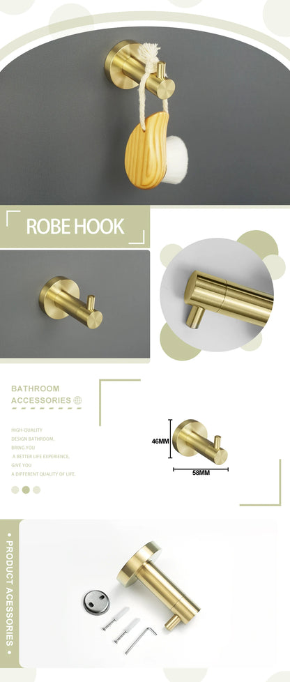 Brushed Gold Wall Mount Shelf Toilet Bath Hardware