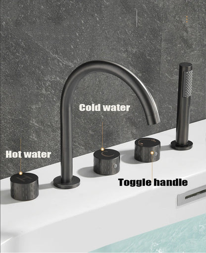 Gray Luxury Brass Deck-Mounted 5-Holes Bathroom Bath Tub