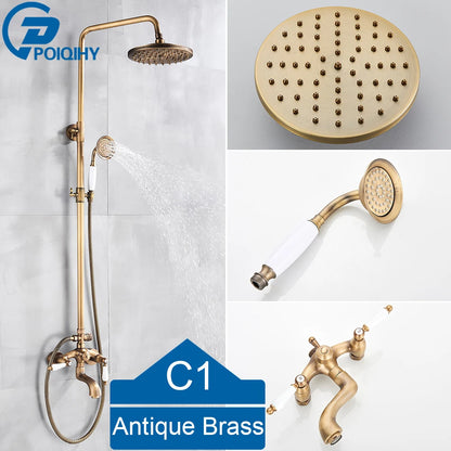 Golden Shower Bathroom Bath Shower Faucet Brass Swivel
