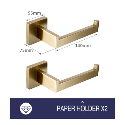 Brushed Gold Bathroom Toilet Brush Holder Toilet Paper