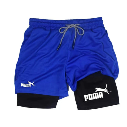 Men Summer Breathable 2-In-1 Double-Layer Compression Shorts
