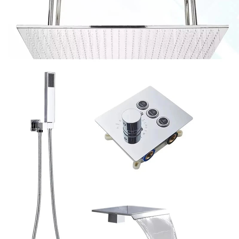 Luxury Bathroom Shower Faucet Led Rainfall/Waterfall Shower Head