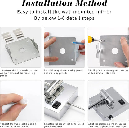 Led Bathroom Mirror 3x Magnifying Dual Arm Extendable