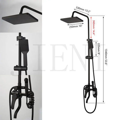 Jieni Matte Black Rainfall Shower Faucet Paint Black