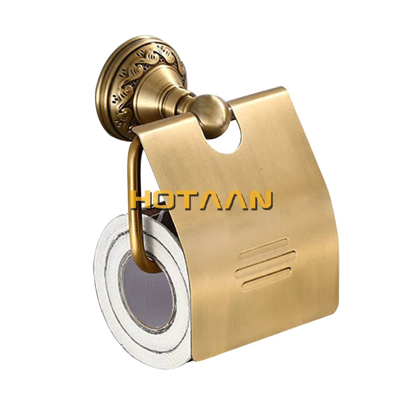 Antique Brass Aluminium Bathroom Robe Hook Paper Holder