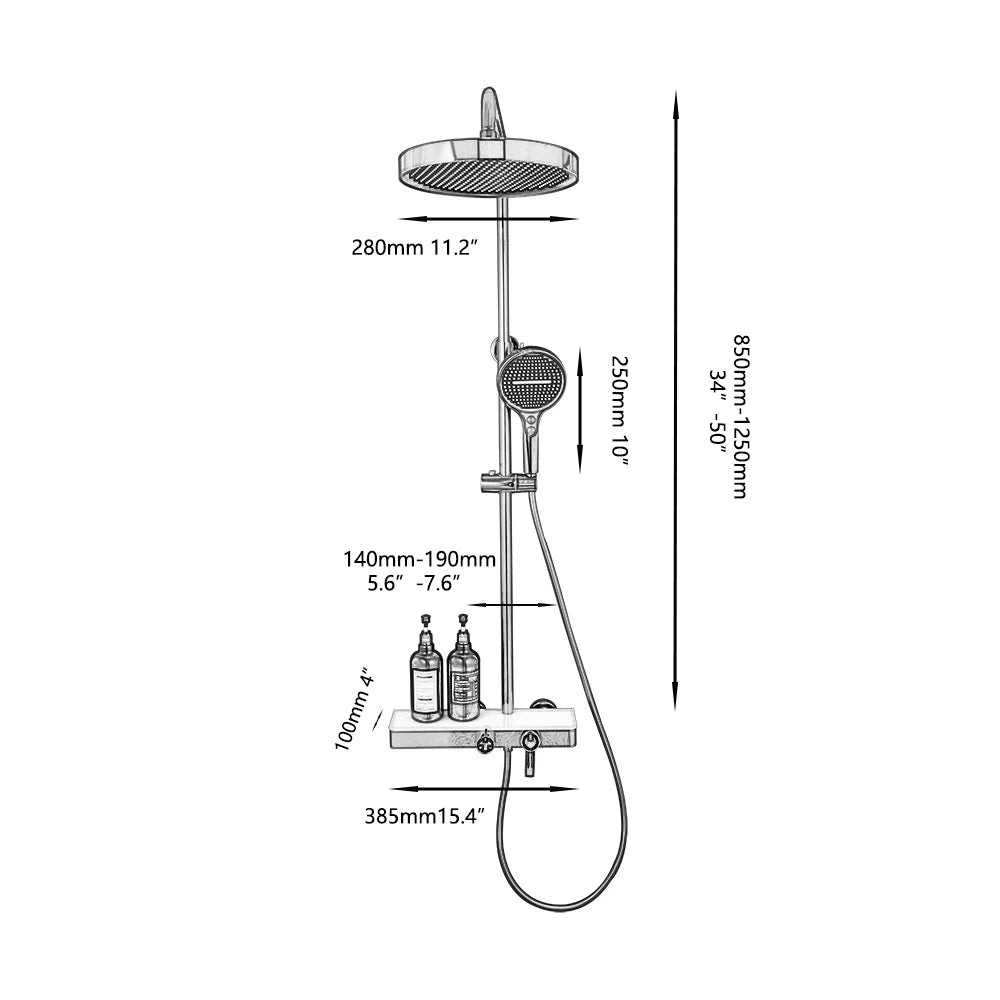 Kemaidi Bathroom Shower System Cold Control Knobbed Triple