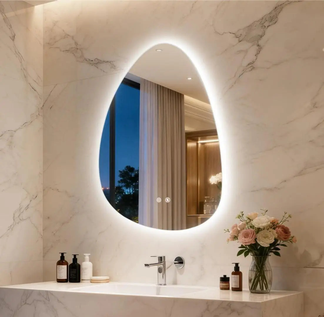 70/77cm Irregular Illuminated Led Bathroom Mirror Makeup Vanity