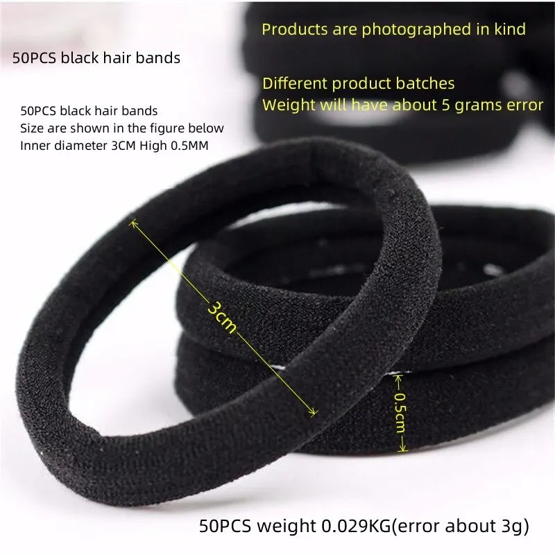 Black Towel Ring 50pcs High Elasticity Seamless Rubber