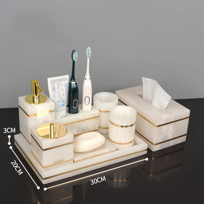 White Onyx Natural Marble Bathroom Gold Luxury Soap